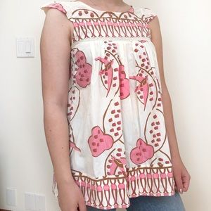 Plenty by Tracy Reese Cap Slv 60's Mod Cotton Top